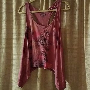 Purple Racerback Feather Patterned Tee